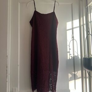 Express Burgundy Lace Midi Dress